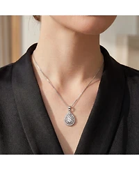 Cubic Zirconia Sterling Silver White Gold Plated Pear Shape Pendant