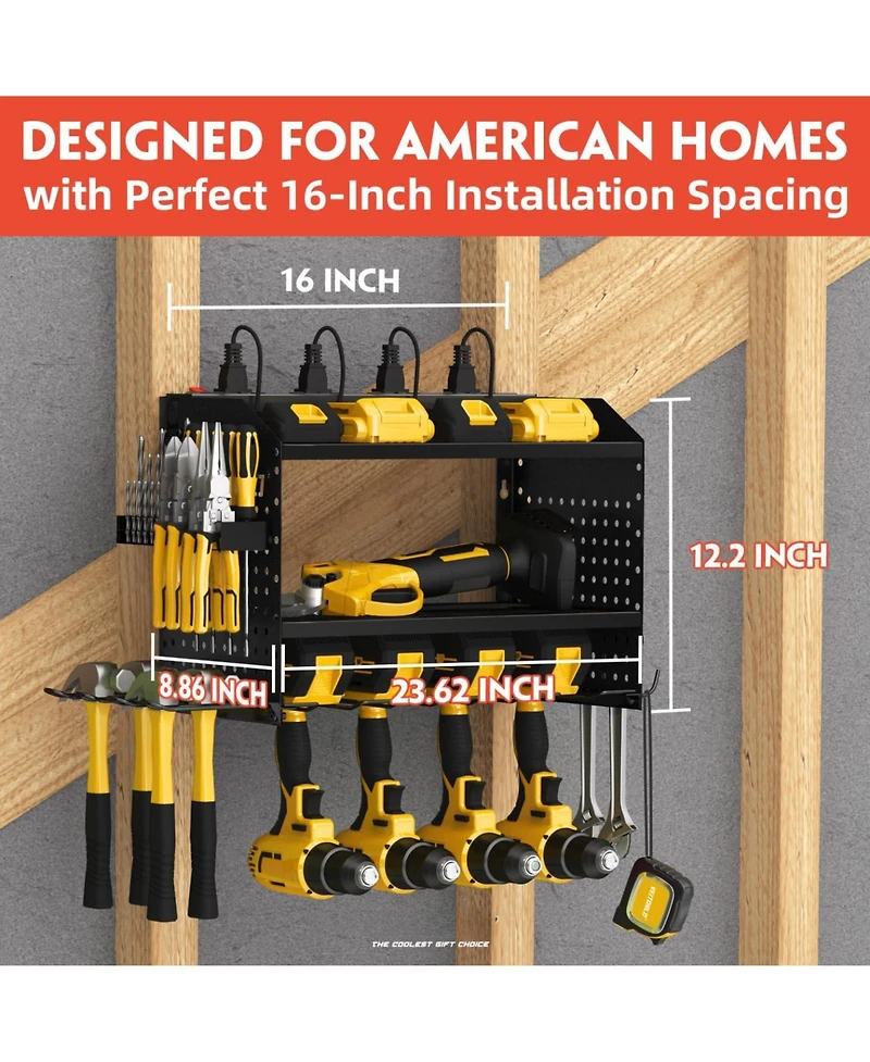 Xdovet Power Tool Organizer Wall Mount Rack Drill Holder Charging Station Garage Storage Gift Men