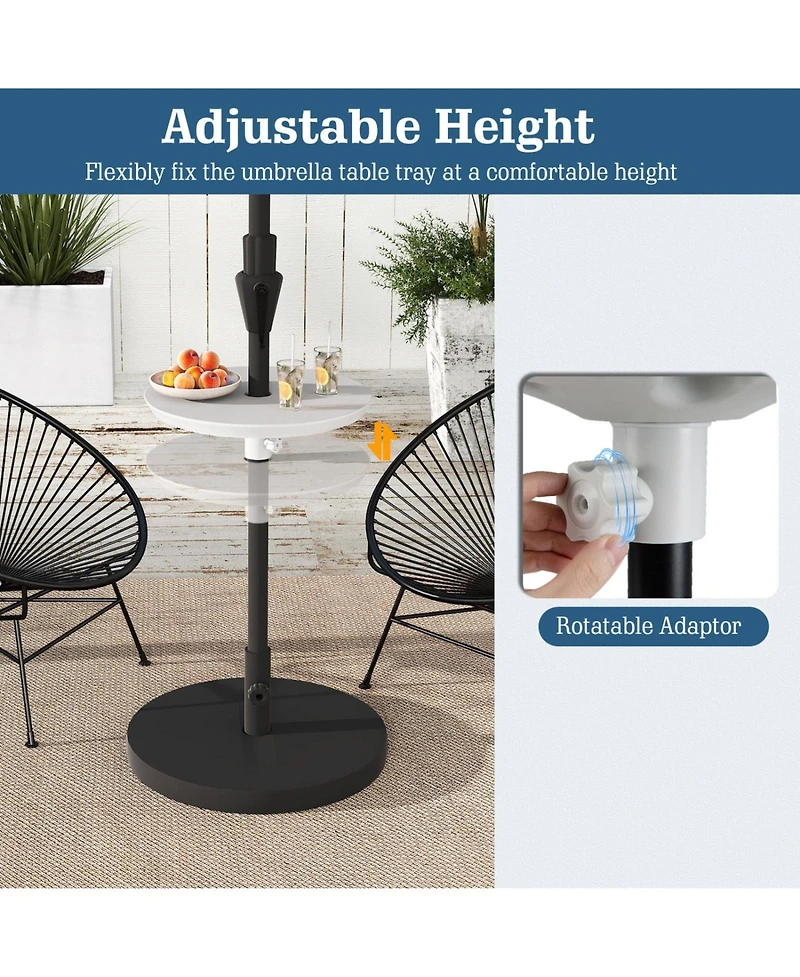 Sugift 20 in Outdoor Adjustable Umbrella Side Table for 1.5 in and 1.9 in Poles