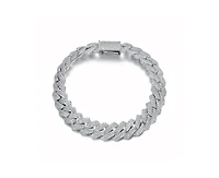 Rachel Glauber Dazzling Men's White Gold Plated Chic Cz Pave Chain Bracelet