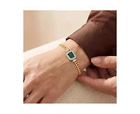 Rachel Glauber Unique 14K Gold Plated Brilliant Cz Link Chain Bracelet