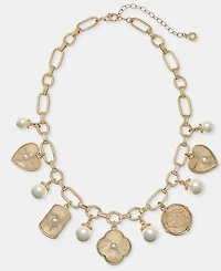 Anne Klein Imitation Pearl Shaky Charm Statement Necklace, 16" + 3" extender