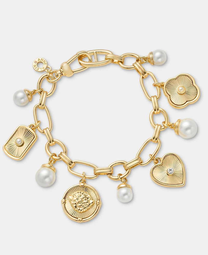 Anne Klein Crystal & Imitation Pearl Motif Charm Bracelet