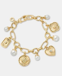 Anne Klein Crystal & Imitation Pearl Motif Charm Bracelet