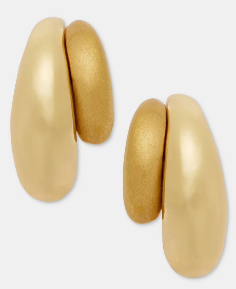 Anne Klein Puffy Double-Row C-Hoop Earrings