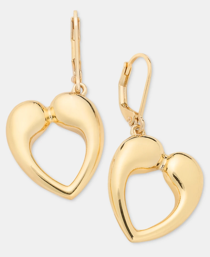 Anne Klein Puffy Open Heart Drop Earrings