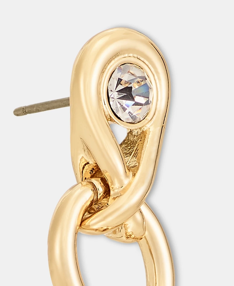 Anne Klein Crystal Oval Link Linear Drop Earrings