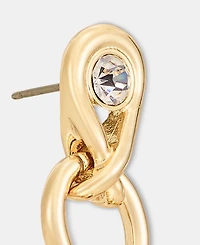 Anne Klein Crystal Oval Link Linear Drop Earrings