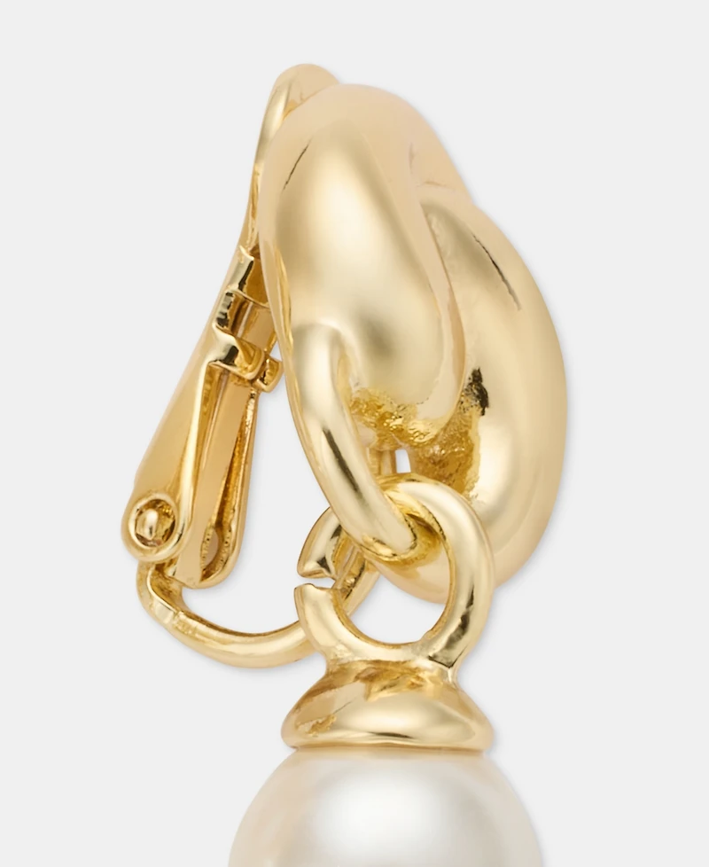 Anne Klein Imitation Pearl Twisted Clip-On Drop Earrings