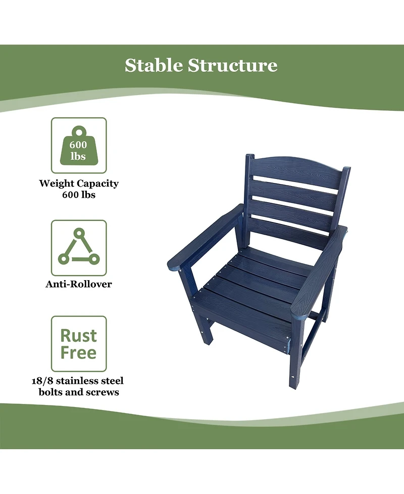 Hips All-Weather Outdoor Patio Dining Chair, Garden Backyard Armchair with Supportive Curved Backrest