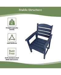 Hips All-Weather Outdoor Patio Dining Chair, Garden Backyard Armchair with Supportive Curved Backrest