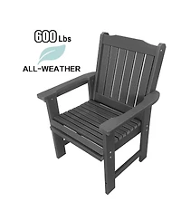 Hdpe All-Weather Outdoor Patio Dining Chair, Heavy-Duty Garden Backyard Armchair with Stainless Steel Hardware, Grey