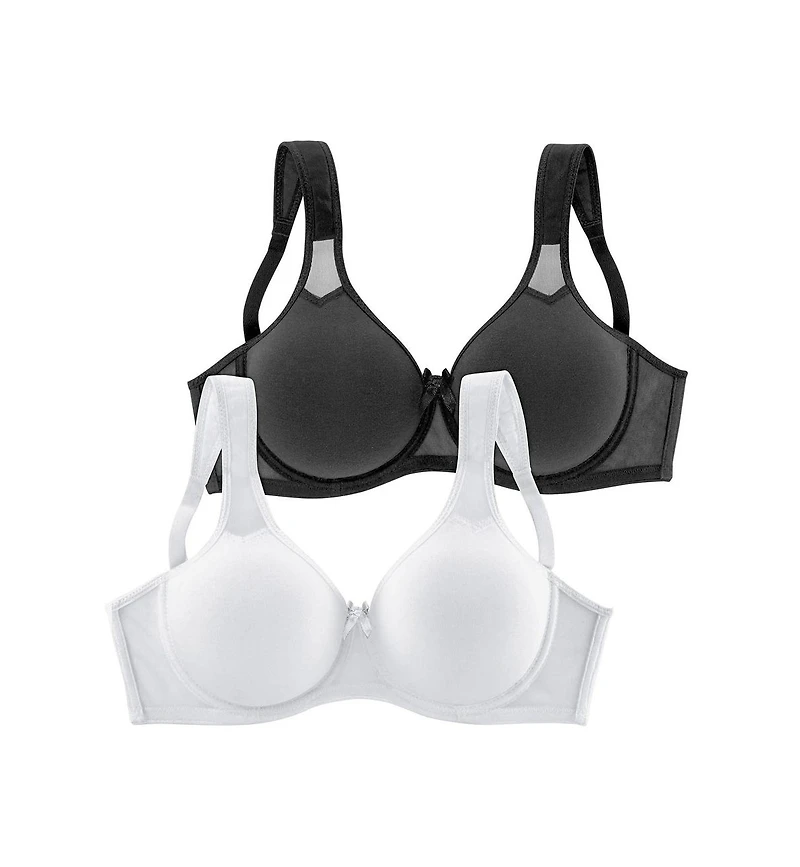 Lascana Women's 2 Pack Sheer Accent T-Shirt Bras