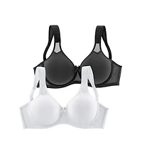 Lascana Women's 2 Pack Sheer Accent T-Shirt Bras