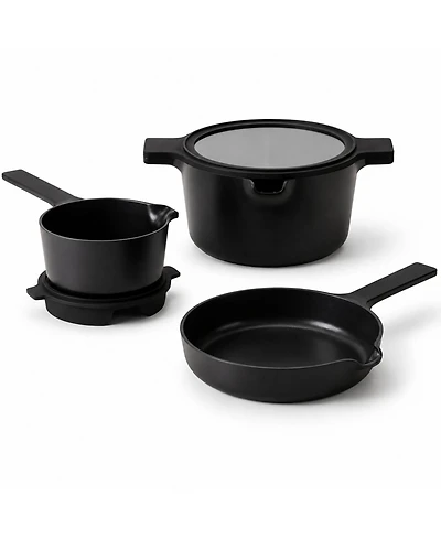 Alva Neat 5-Piece Nesting Cookware Set - Stackable Nonstick Pots & Pans Space-Saving Design for Apartments, RVs Compact Storage