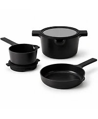 Alva Neat 5-Piece Nesting Cookware Set - Stackable Nonstick Pots & Pans Space-Saving Design for Apartments, RVs Compact Storage