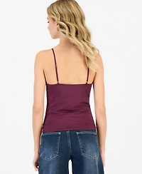 Madden Girl Juniors' Beaded Floral Scoop Neck Spaghetti-Strap Camisole