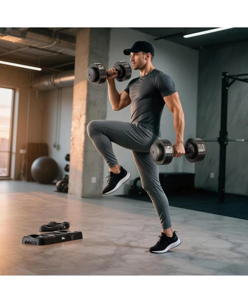 Fed Fitness DB2 Adjustable Dumbbell Set, 5-in-1 Quick Adjustable Weights with Storage Box and Non-Slip Handle, Weight Set for Home Gym Exercise