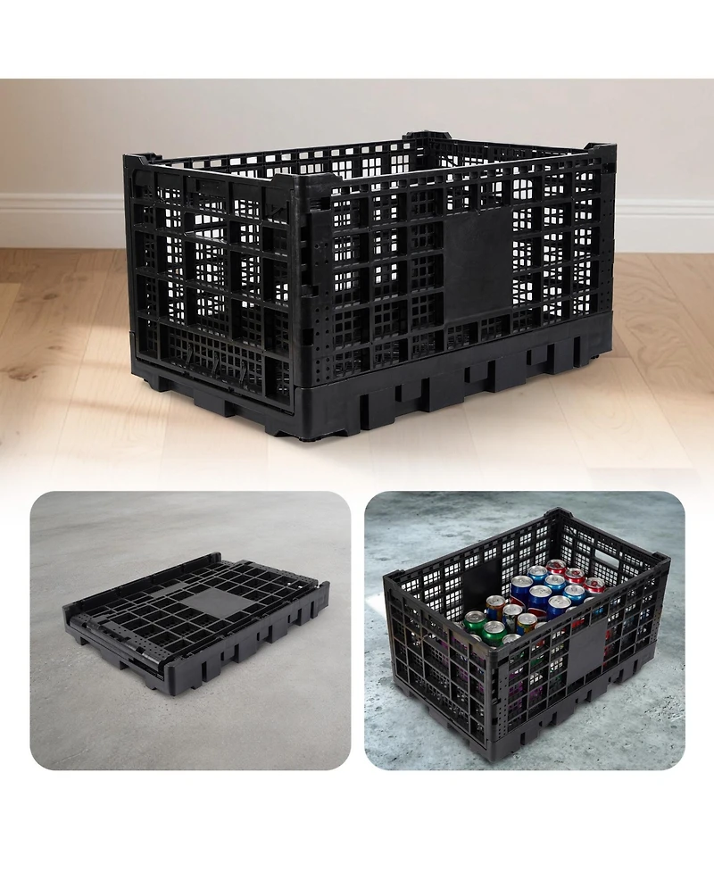 gaomon 10PCS Stackable Collapsible Heavy Duty Plastic Storage Organizer Crate for Outdoor Office, Home, School, Camping