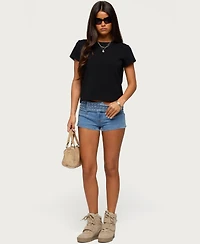 Edikted Women's Odetta Studded Low Rise Denim Shorts