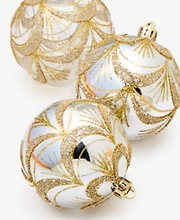 Holiday Lane Opulence Set of 6 Shatterproof Silver and Gold Decorated Ball Ornaments, Macy's Exclusive
