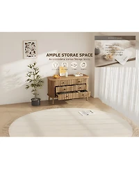 homfan Fluted Farmhouse-Modern Dresser with Metal Legs, Space-Saving Bedroom Storage Chest with Multiple Drawers, Easy Assembly