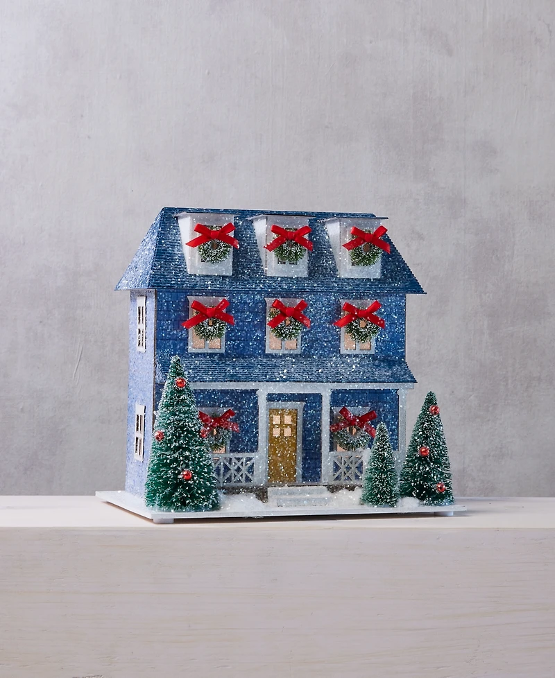 Holiday Lane Whimsy Town House with Bow Trim and Trees Decor, Macy's Exclusive
