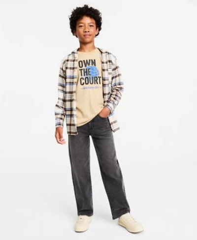 Epic Threads Boys Xs Xl Hooded Plaid Flannel Jacket Own The Court T Shirt Loose Fit Jeans Macys Exclusive