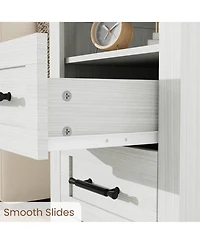 gaomon Set of 2 Farmhouse Nightstand with Charging Station 2 Drawers and Open Shelf, Usb/Type-c/Ac Outlets