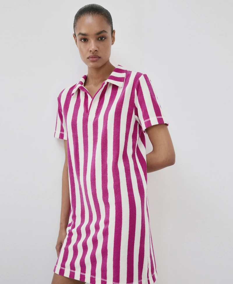Mango Women's Striped Terry Cotton Nightgown