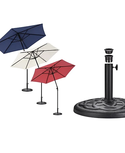 Yescom 3 Pcs 7.5Ft Portable Patio Table Umbrella w/ Base for Deck Shade for 250th National Anniversary Celebration Decor Ornament Red White and Blue