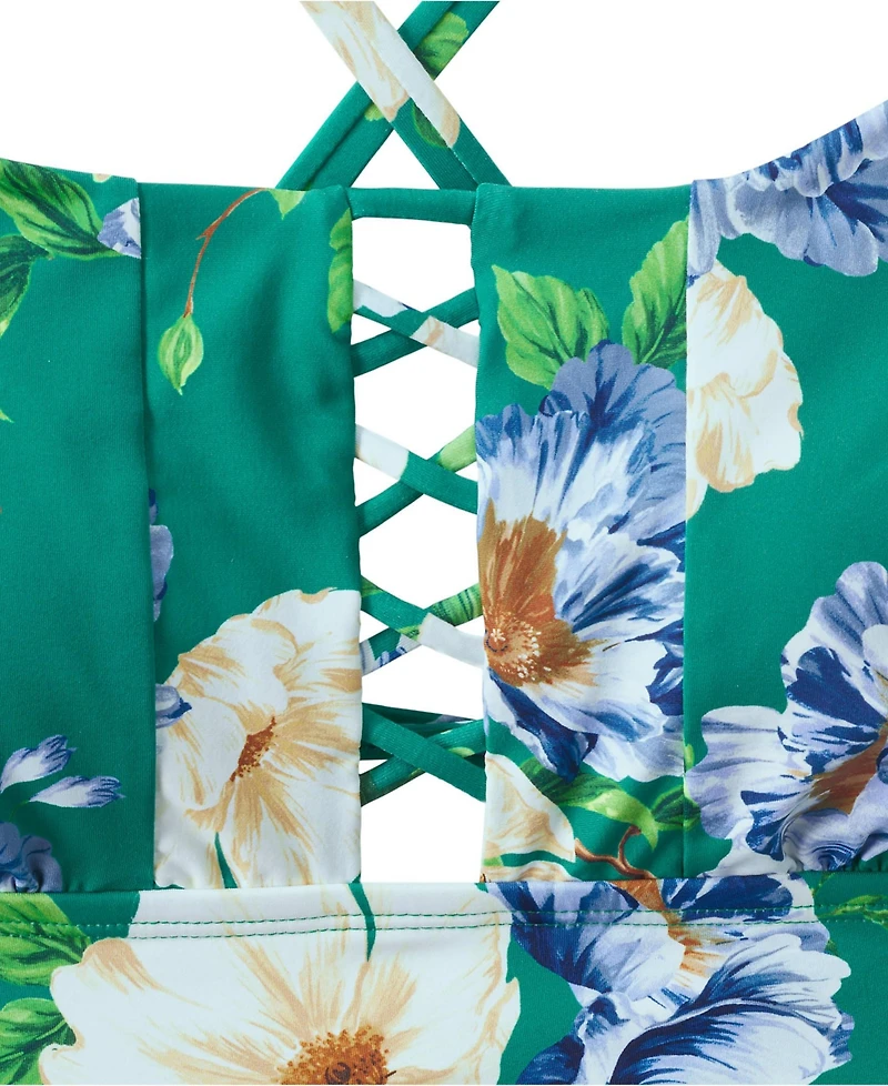 Lands' End Women's Lace-up Flutter Tankini Swimsuit Top