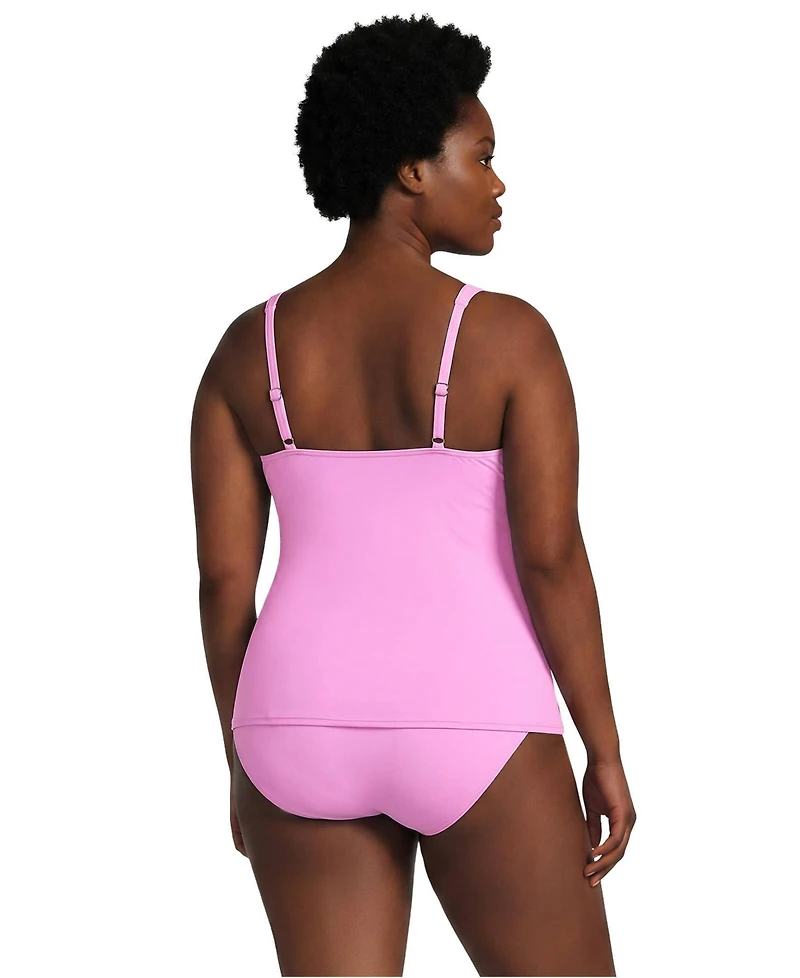 Lands' End Women's Plus Chlorine Resistant V-Neck Wrap Underwire Tankini Swimsuit Top Adjustable Straps