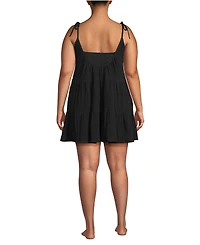Lands' End Plus Cotton Gauze Tiered Mini Cover-up Dress