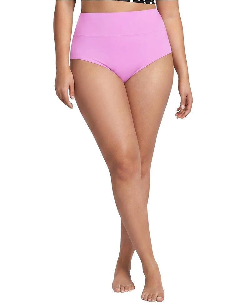 Lands' End Plus Pinchless High Waisted Bikini Bottoms