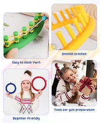 Aeelike Round Knitting Looms Set - 24 Pegs, 14 cm Diameter Plastic Loom for Beginners