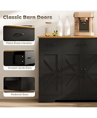 Homcom Farmhouse Sideboard with Soft-Close Hinges, Kitchen Buffet Cabinet