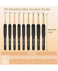 Aeelike 31-Piece Crochet Hook Set with Ergonomic Grips - Includes Hooks, Needles, Stitch Markers, Scissors, and Case