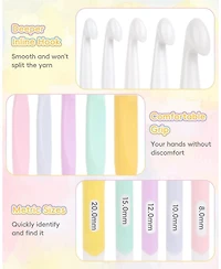 Aeelike Crochet Hooks Set, 8mm-20mm Ergonomic with Rubber Handle for Chunky Yarn