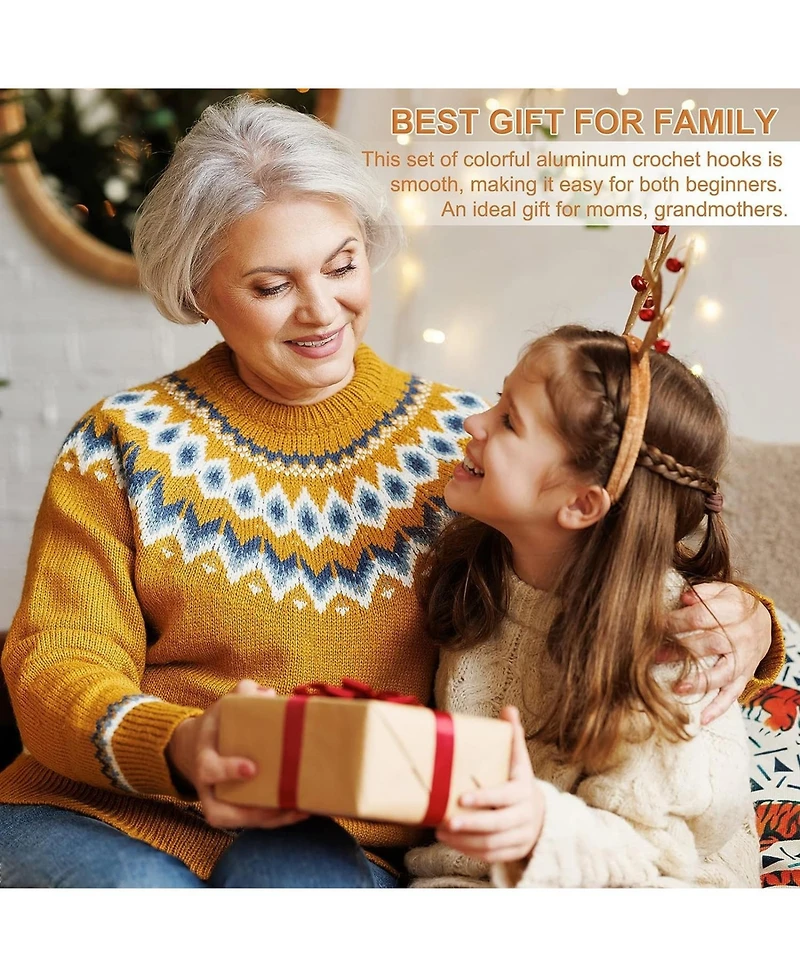 Aeelike Large Crochet Hook Set - Metal Crochet Needles for Thick Yarn - Beginners Big Crochet Set