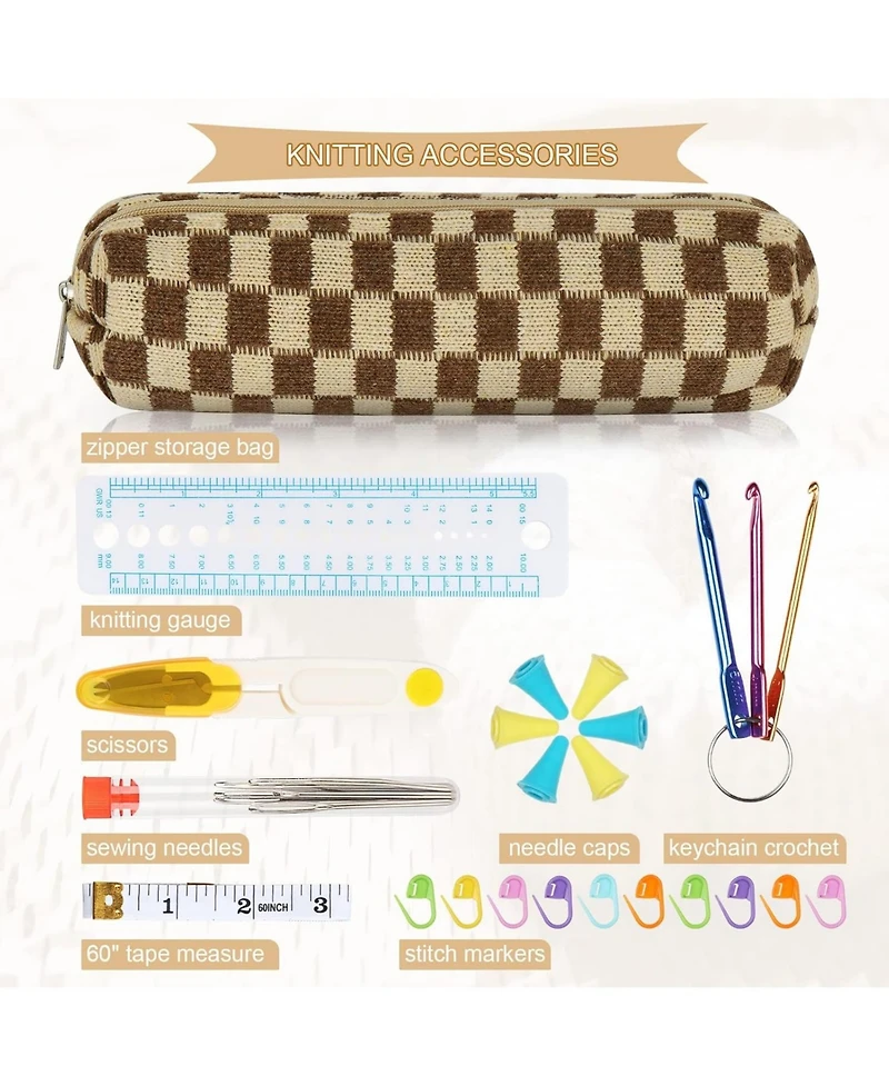 Aeelike 55-Piece Double Pointed Knitting Needles Set - Short Knitting Needles for Beginners
