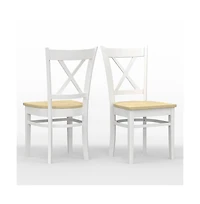 Glenwillow Home Cross Back Solid Wood Dining Chairs, Set of 2