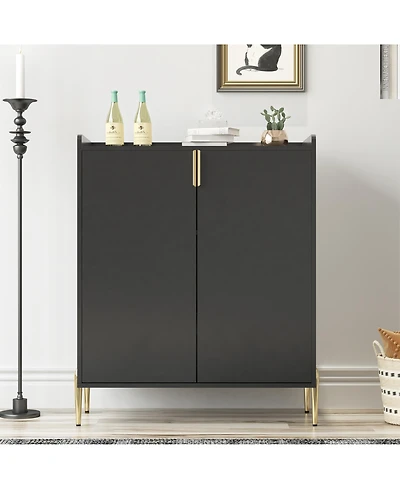 Clihome Modern Wine Bar Cabinet, Adjustable Storage Sideboard Buffet with Rack