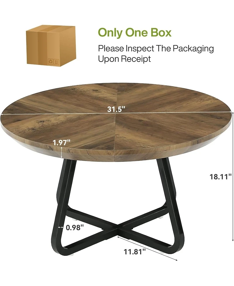 Tribesigns 31.5 Inches Round Coffee Table, Modern Wooden Center Table for Living Room, Home Office, Small Space, Easy Assembly
