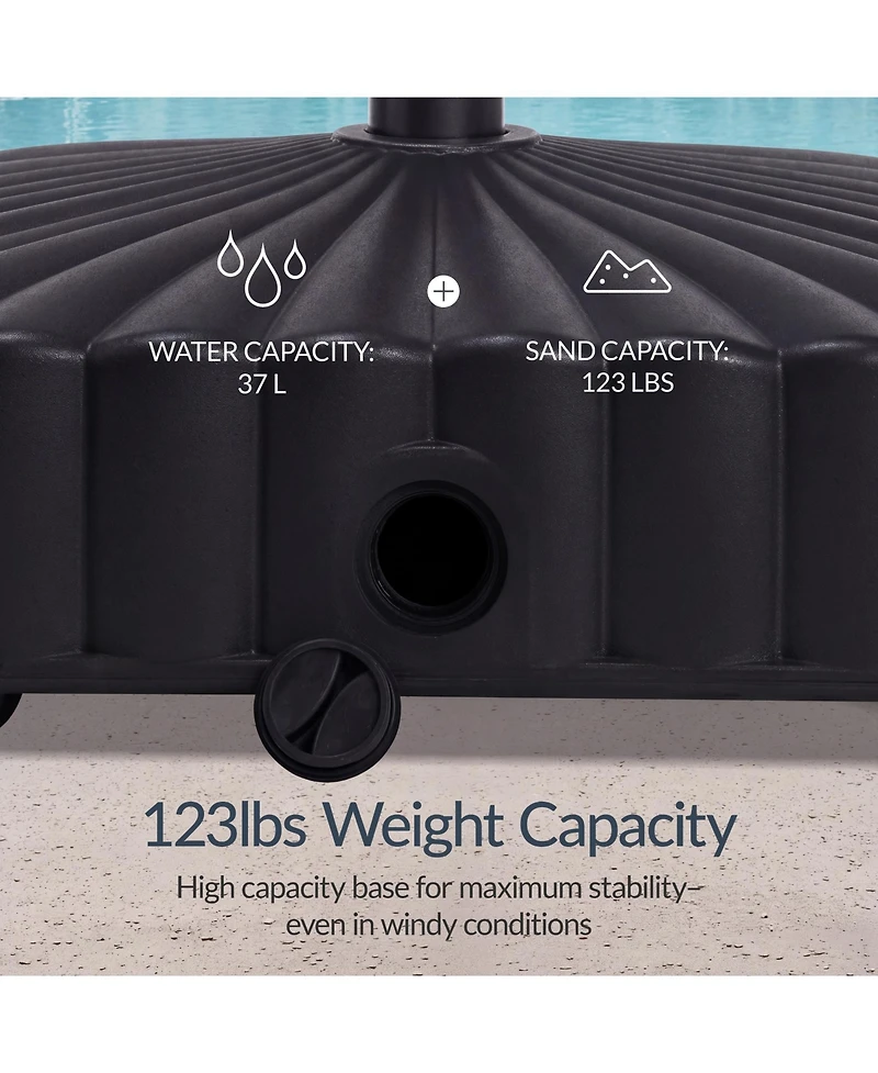 Best Choice Products Fillable Mobile Umbrella Base Heavy Duty Market Stand w/ Wheels, Locks, 123lb Capacity