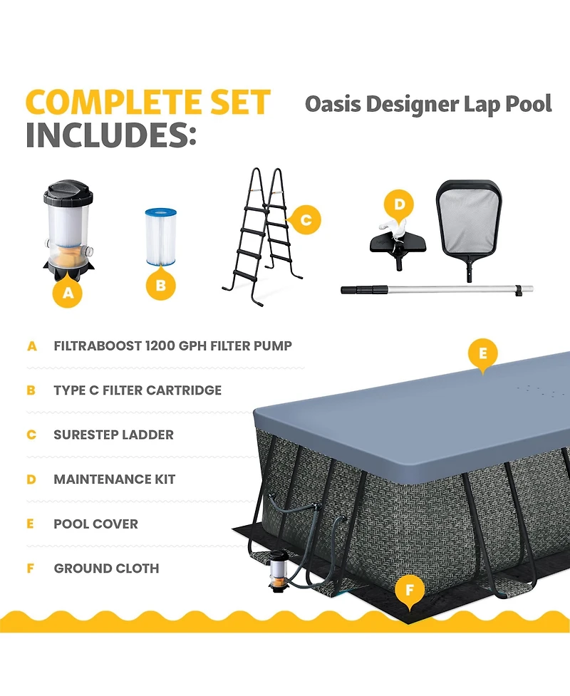 Funsicle 18 Feet Oasis Designer Lap Above Ground Pool with Pump