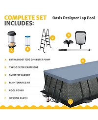 Funsicle 18 Feet Oasis Designer Lap Above Ground Pool with Pump
