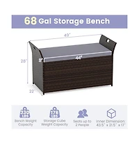 Boyel Living Outdoor Bench with Hand-woven Pe Rattan Wicker and Side Handles