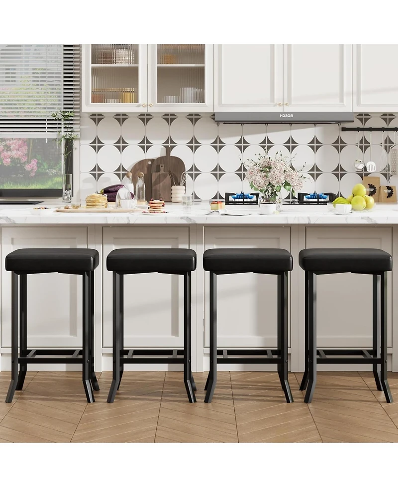 gaomon Set of 4 Bar Stools, High-Quality Faux Leather Barstools with Irregular Legs, Compact Counter Stools for Small Spaces