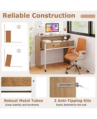 Mecale Extendable Computer Desk with Pull-Out Secondary Desk, Space-Saving Workstation